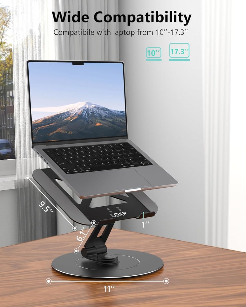 LOXP Ultra-Stable Laptop Stand for Desk with Larger Base, Desktop Organizer, Military-Grade Aluminum Anti-Loosening Structure - Height Adjustable Laptop Suitable for 10-17.3 inch - Image 5